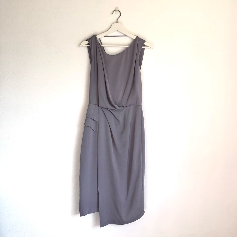 Reiss Karina Cross Back Cocktail Dress | Gray, Size US 4 Classy Neutral